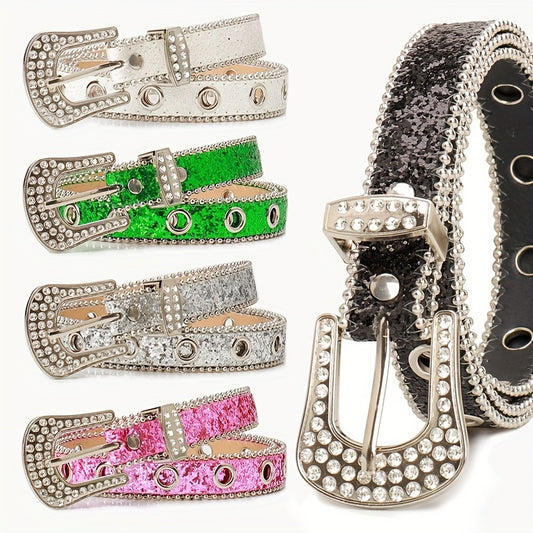 Ceinture femme à boucle ardillon strassée