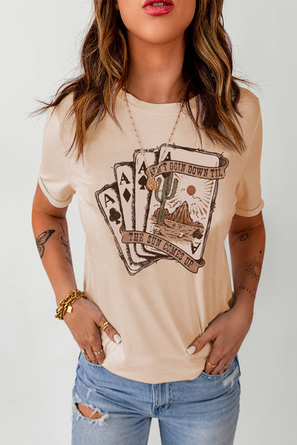 T-shirt graphique Khaki Western Poker Cards
