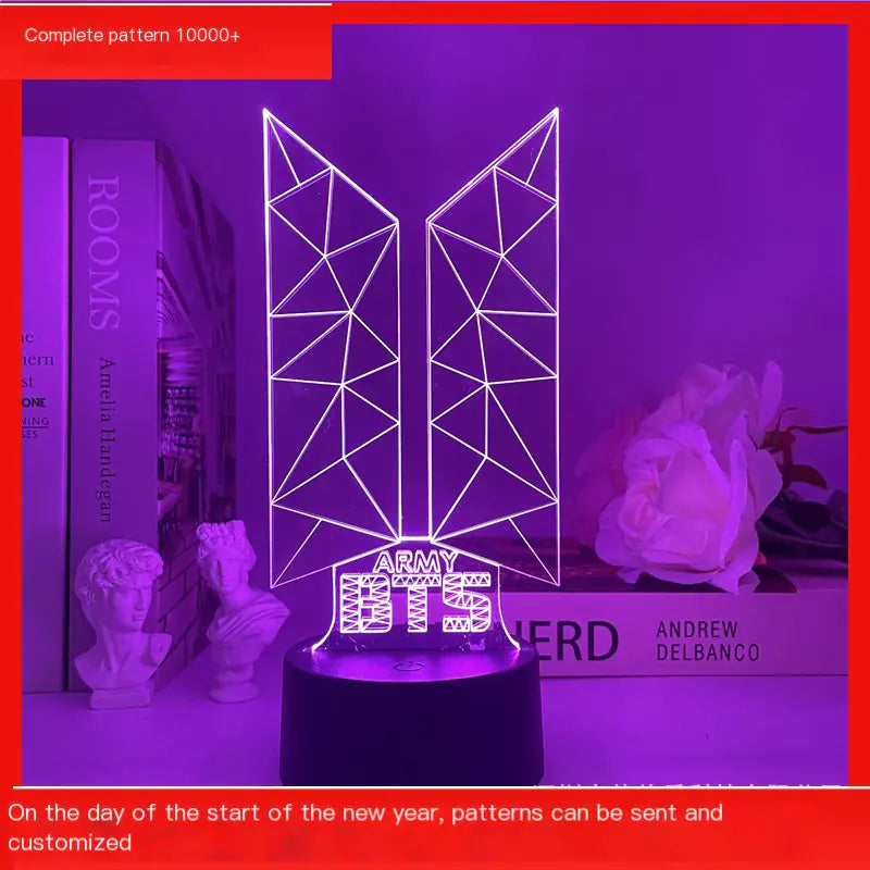 BTS USB Touch Remote Colorful 3D LED Night Light