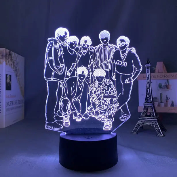 BTS USB Touch Remote Colorful 3D LED Night Light