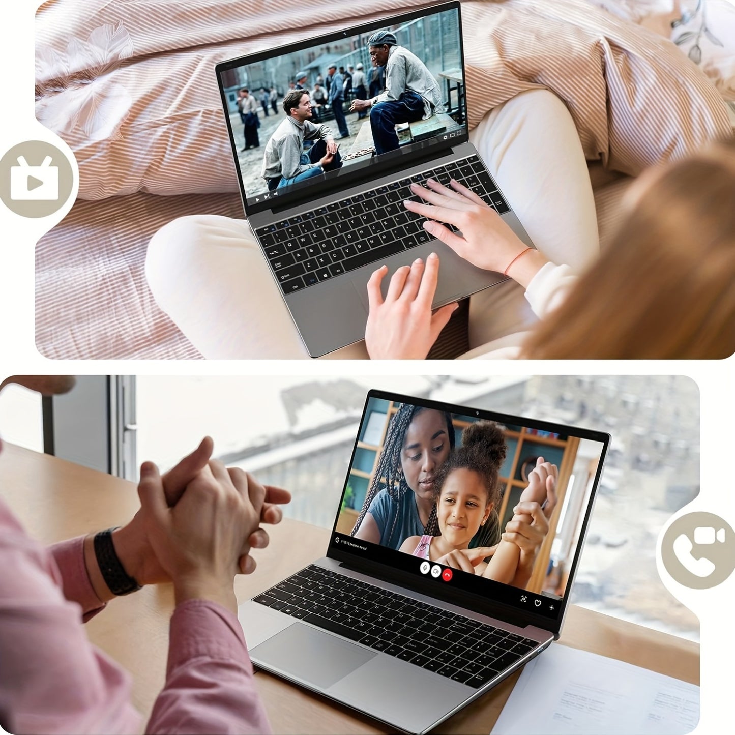 Ordinateur portable grand écran 15,6 pouces 2025 avec 16 Go de RAM