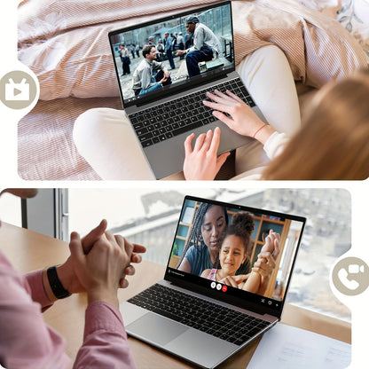 Ordinateur portable grand écran 15,6 pouces 2025 avec 16 Go de RAM