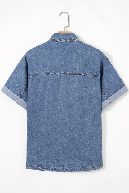 Ashleigh Blue Button Flap Pocket Denim Shirt