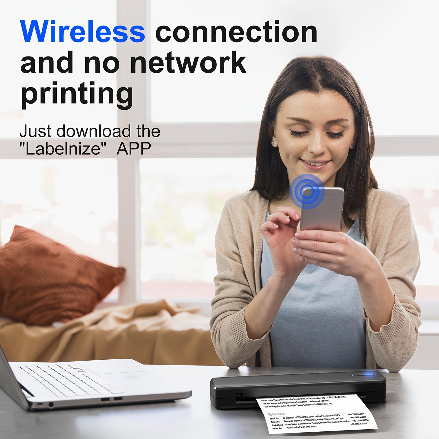 A4 Inkless Printer - Portable Thermal Printer for Wireless Mobile Travel