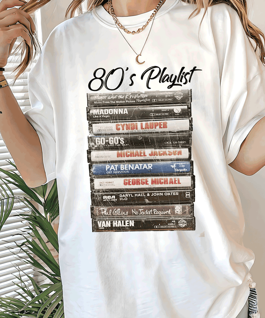 T-shirts unisexe style rétro années 80 90 musique, lecteur de cassette ou K7
