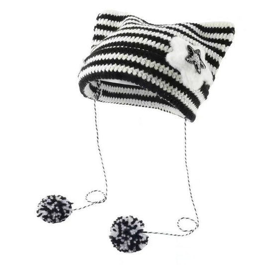 Bonnet tricoté thermique doux et mignon
