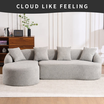 GREY COMPRESSION SOFA with 3-Seater and 4 Pillows