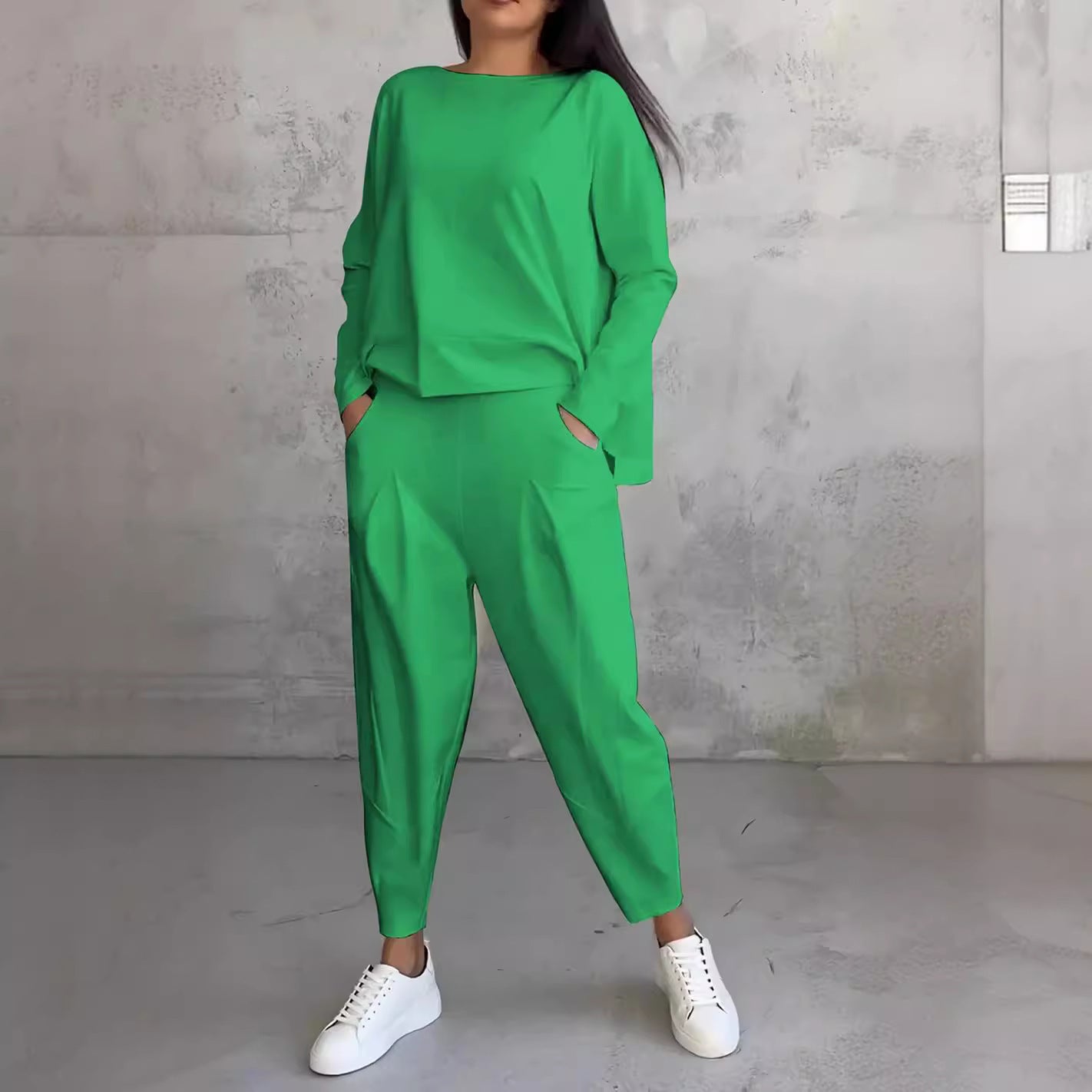 Women's Irregular Long-Sleeved Set with Pockets
