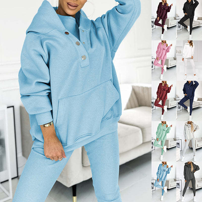 3pcs Women's Loose Hooded Sports Suit
