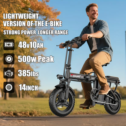 Vélo électrique pliant léger 500 W pour adultes