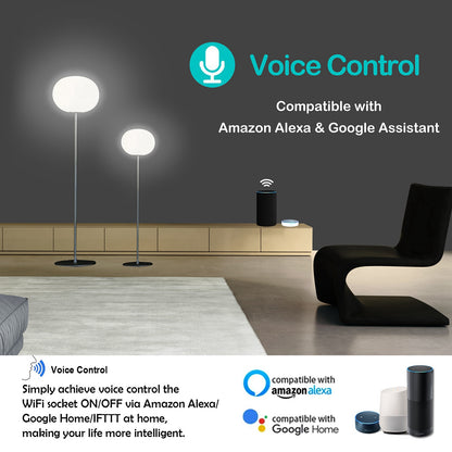 Wireless WiFi Smart Plug Outlet  Alexa Google US