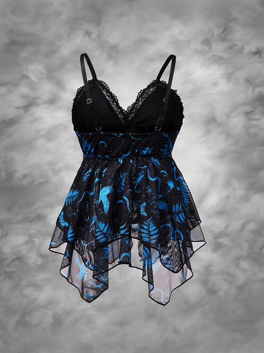 Y2K Gothic Asymmetrical Ruffle Top