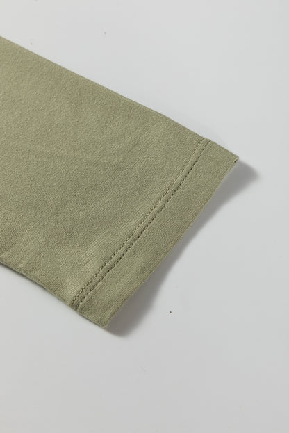 Laurel Green Solid Color Long Sleeve Fitted Top