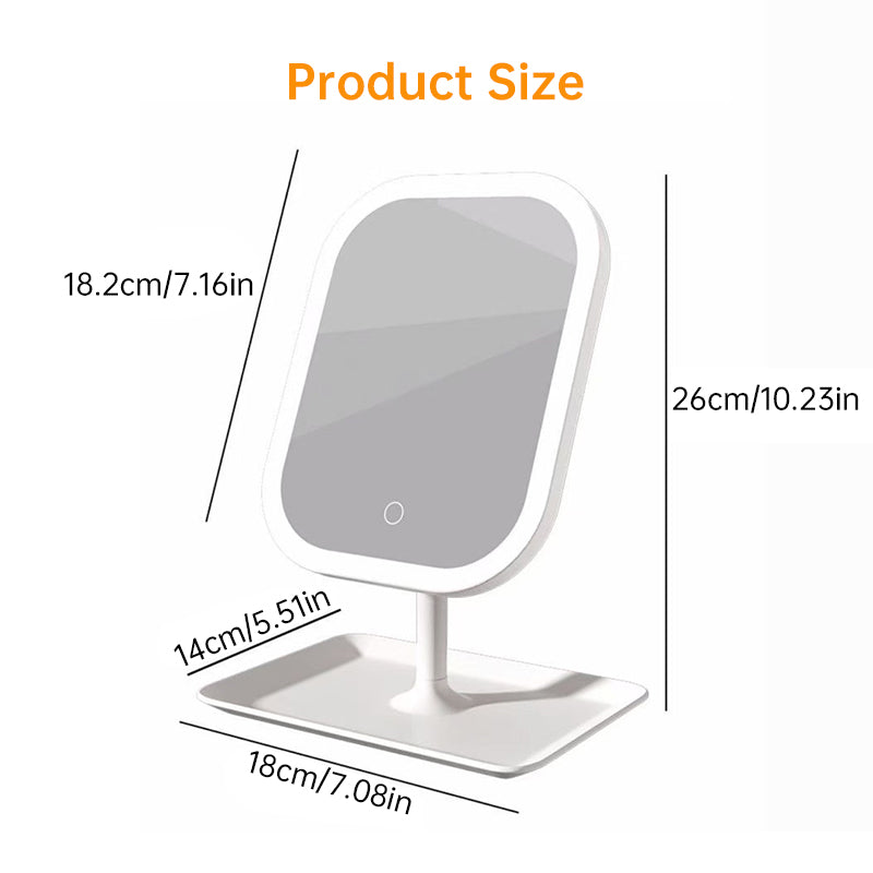 Large Square Rotating LED Makeup Mirror with Adjustable Lighting