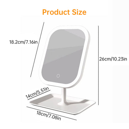 Large Square Rotating LED Makeup Mirror with Adjustable Lighting