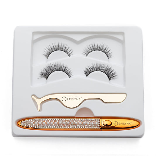 Kit de Faux Cils Sans Colle – Eyeliner Waterproof, Cils Réutilisables & Formule Végane