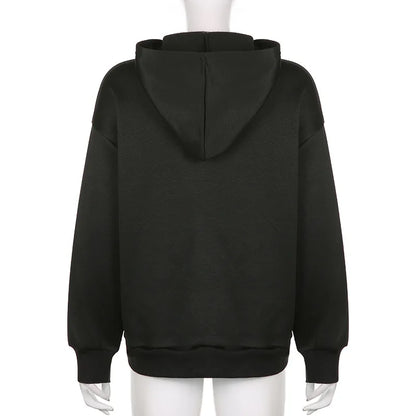 Y2K Grunge Punk Butterfly Print Oversize Zip Up Hoodies