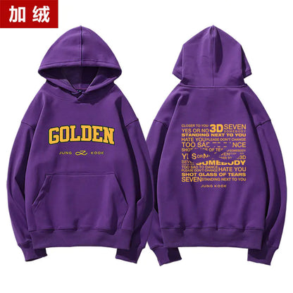 Jungkook Golden Album Hoodie - Fleece Pullover Top