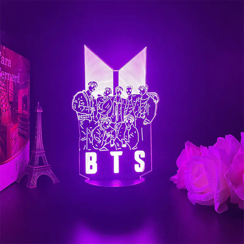 BTS USB Touch Remote Colorful 3D LED Night Light