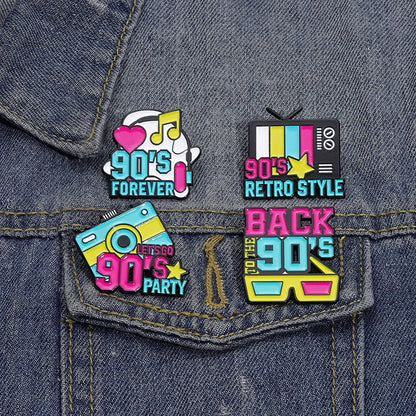 Let's Go 90's Party Nostalgia Enamel Pins