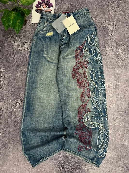 Jeans amples brodés pour femme