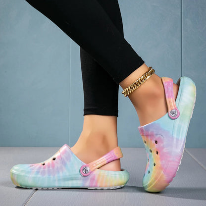 Women's Tie-dye Pattern Slip On Clogs