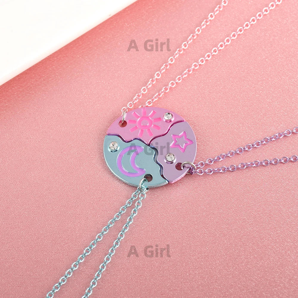 Friendship Necklace 🌙⭐ — Sun, Moon & Star Connection