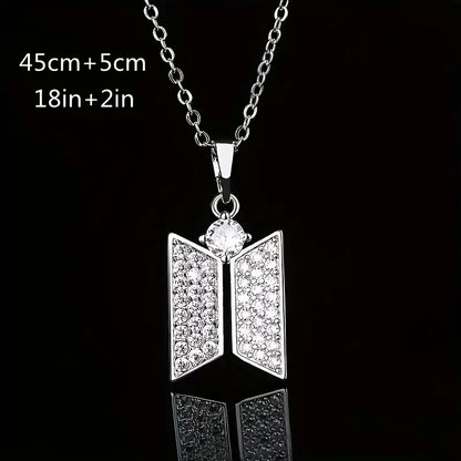 BTS Necklace with Crystal-tone Zircon Alloy Pendant Gift