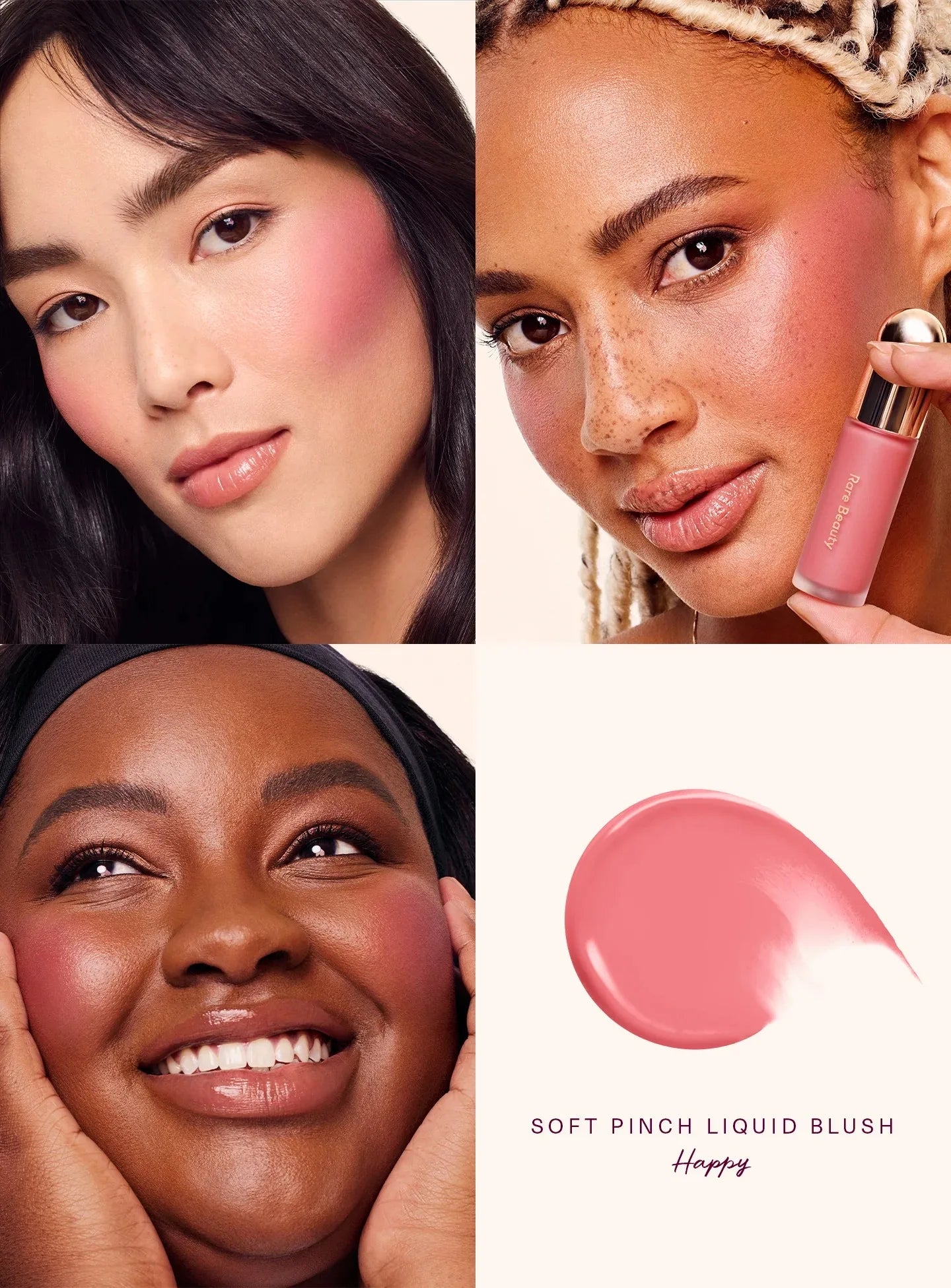Ensemble Fard à joues nacré, Enlumineur et Gloss à lèvres Rare Beauty,