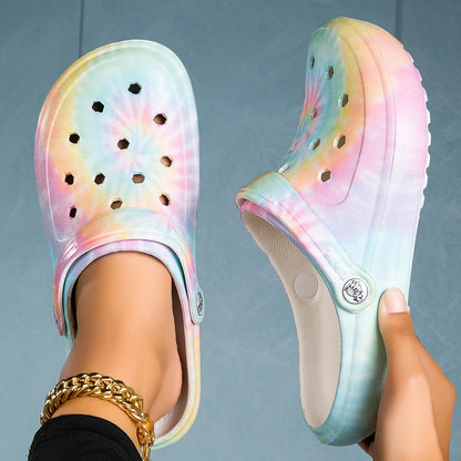 Women's Tie-dye Pattern Slip On Clogs