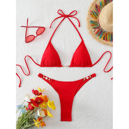 2026 Women's Two-piece Chain Thong Micro Bikini Sets