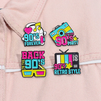 Let's Go 90's Party Nostalgia Enamel Pins