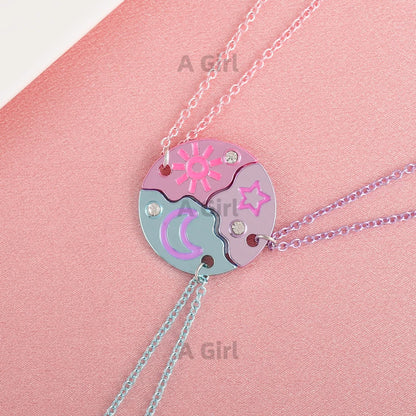 Friendship Necklace 🌙⭐ — Sun, Moon & Star Connection