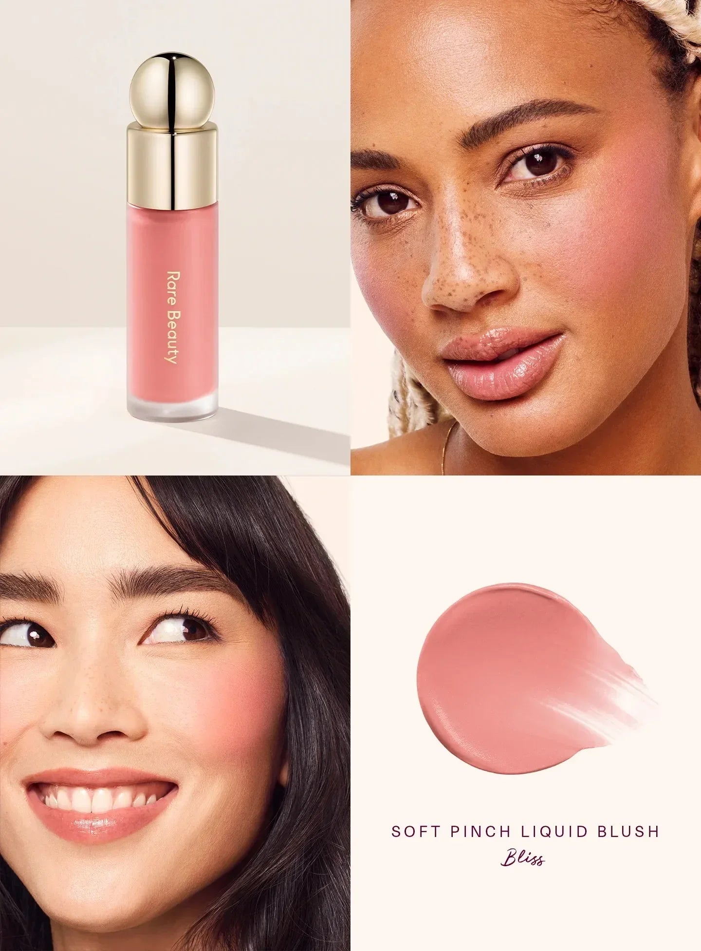 Ensemble Fard à joues nacré, Enlumineur et Gloss à lèvres Rare Beauty,