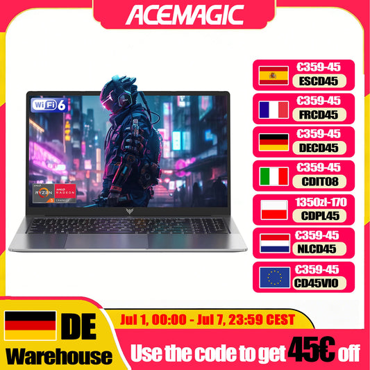 ACEMAGIC LX15PRO Laptop 15,6 inch FHD Laptop AMD Ryzen 5 7430U 16GB RAM 512GB SSD Windows 11 Pro Notebook 180° kantelbaar Wifi6 BT5.2