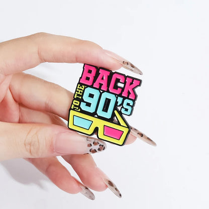 Let's Go 90's Party Nostalgia Enamel Pins