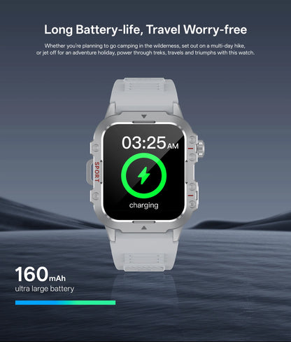 Men’s Military-Style Smart Watch | Bluetooth Call | Fitness & Activity Tracker | 1.44” Touch Screen | 3ATM Life Waterproof | Android & iOS