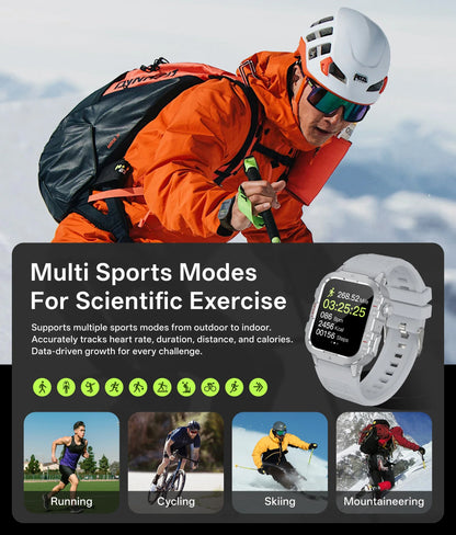 Men’s Military-Style Smart Watch | Bluetooth Call | Fitness & Activity Tracker | 1.44” Touch Screen | 3ATM Life Waterproof | Android & iOS