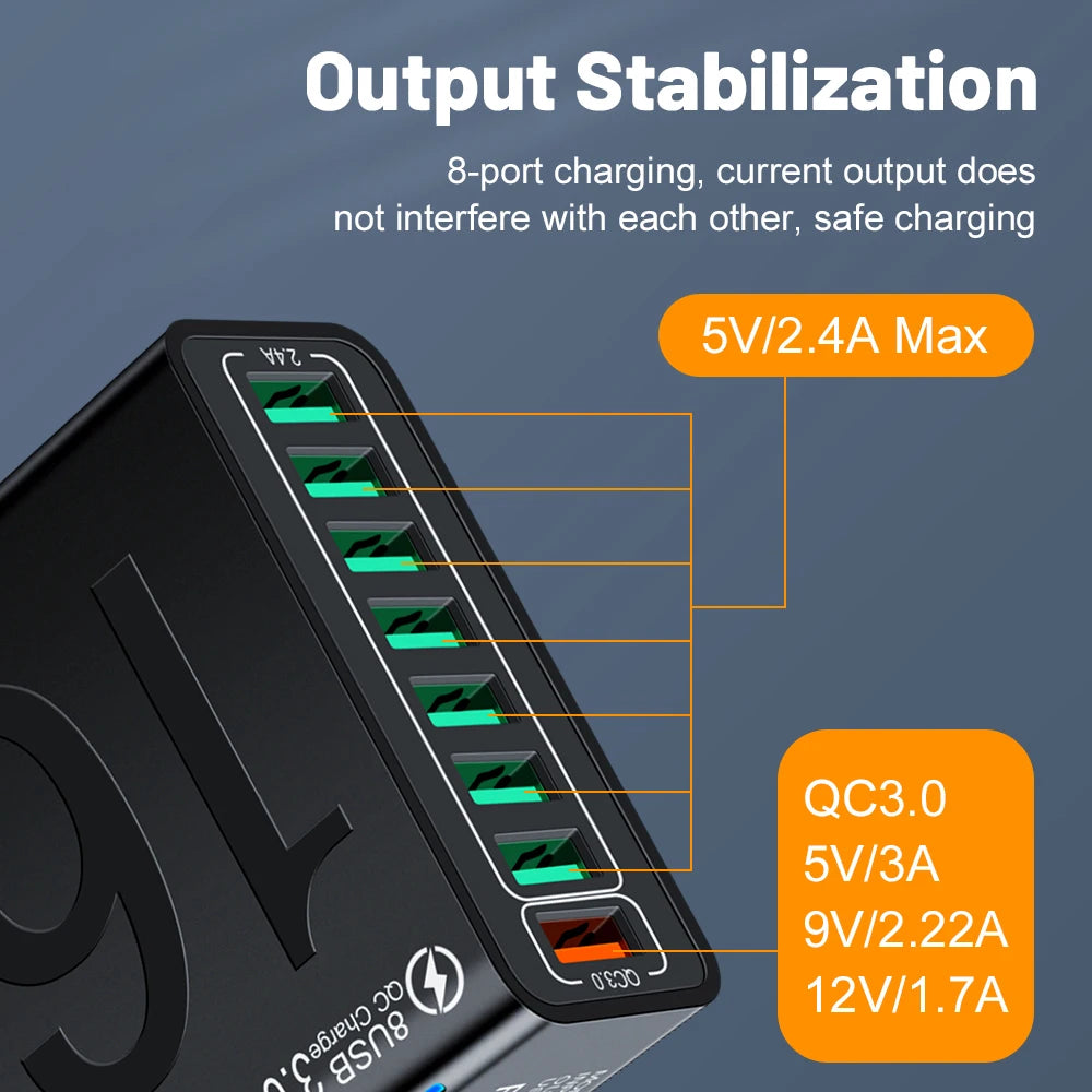 8-Port Hub ⚡ — Fast Power for All Devices