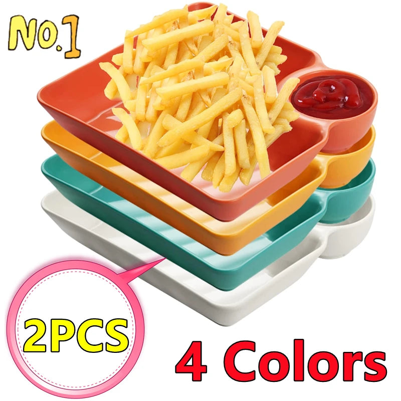 Dip Guard Sauce Separated Plate 🍽️✨ No Mix, No Mess