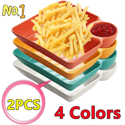 Dip Guard Sauce Separated Plate 🍽️✨ No Mix, No Mess