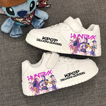 Kids Printed Design KPOP White Breathable Sneakers