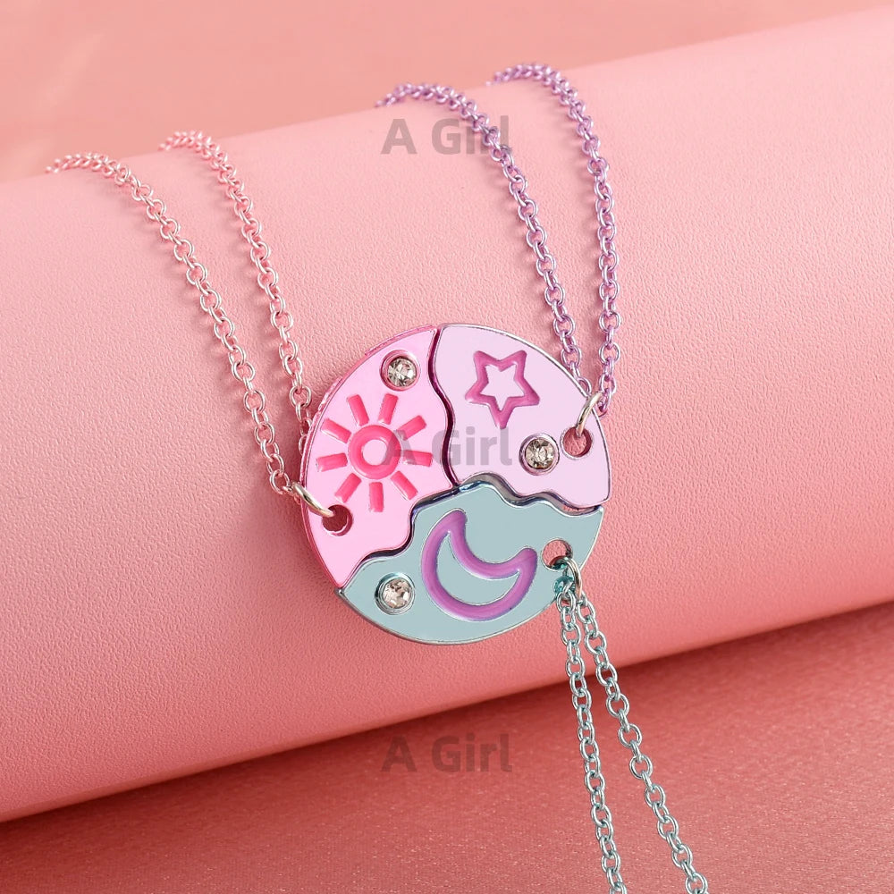 Friendship Necklace 🌙⭐ — Sun, Moon & Star Connection