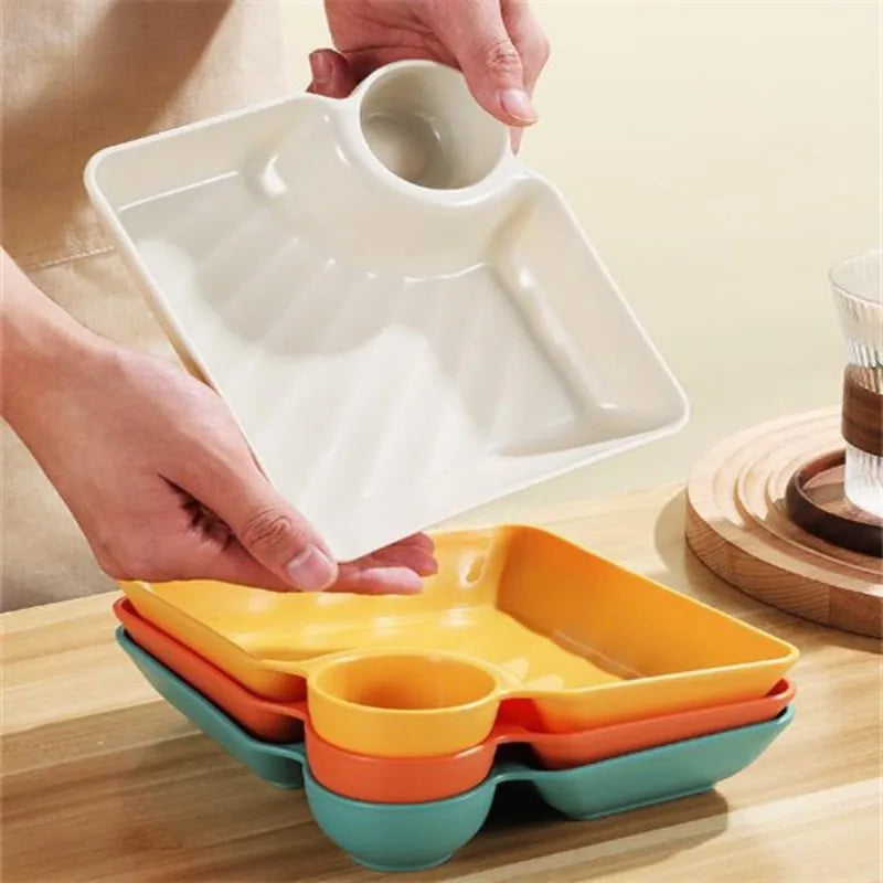 Dip Guard Sauce Separated Plate 🍽️✨ No Mix, No Mess