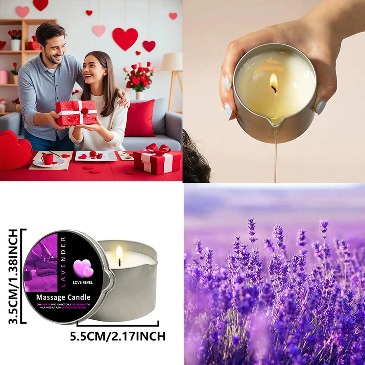 2oz Aromatherapy Massage Oil Candle with Soy Wax Moisturizing