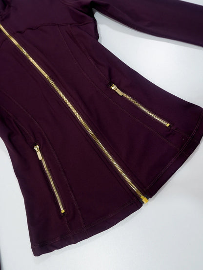 Women's Define Gold Zipper Cropped Jacket and Breathable Yoga Pants Set