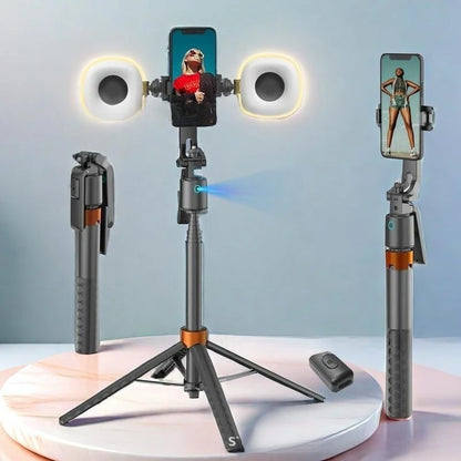 TrackShot™ Smart Tripod 📸✨ — Suivi automatique du visage + Lumières d'appoint