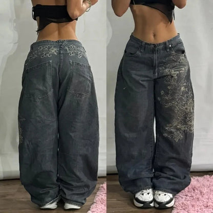 Women's Embroidered Baggy Jeans