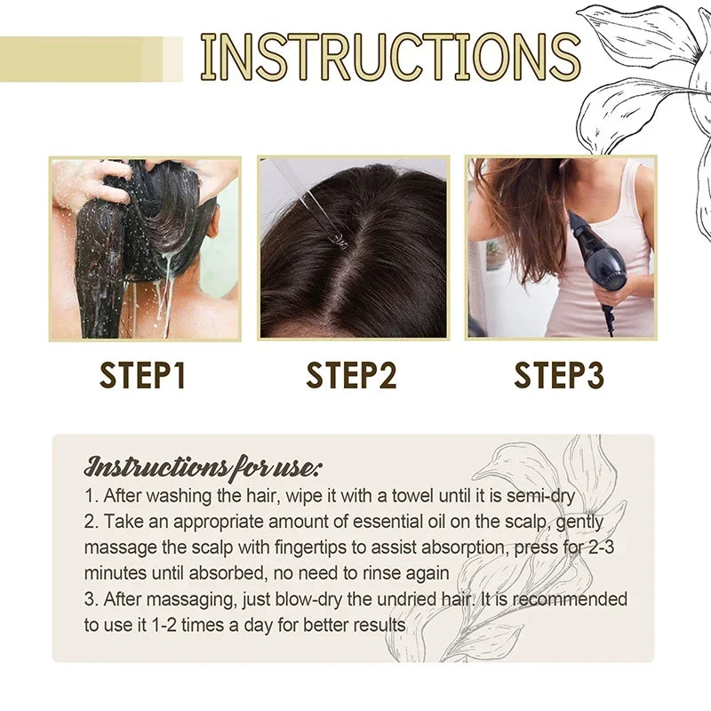 1/2/3pcs Natural Moisturizing Hair Growth Oil