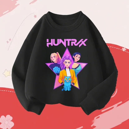 Sweats à capuche décontractés imprimés dessin animé K-Pop pour fille